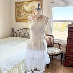 white sheer layered slip dress JC Collections size 10 fits like a small